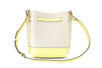 Thumbnail for Michael Kors Emilia Small Canvas Snakeskin Print Leather Bucket Bag Messenger Crossbody Handbag (Buttercup)