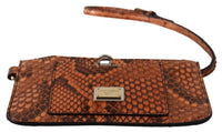 Thumbnail for Dolce & Gabbana Elegant Python Patterned Leather Wristlet