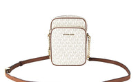 Thumbnail for Michael Kors Jet Set Medium Vanilla PVC North South Chain Crossbody Handbag