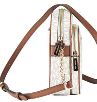 Thumbnail for Michael Kors Jet Set Medium Vanilla PVC North South Chain Crossbody Handbag