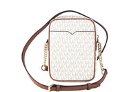 Thumbnail for Michael Kors Jet Set Medium Vanilla PVC North South Chain Crossbody Handbag