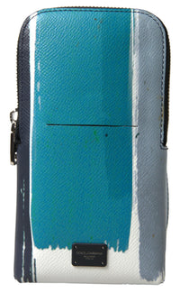 Thumbnail for Dolce & Gabbana Elegant Leather Crossbody Phone Bag in Blue & White