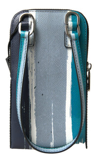 Thumbnail for Dolce & Gabbana Elegant Leather Crossbody Phone Bag in Blue & White