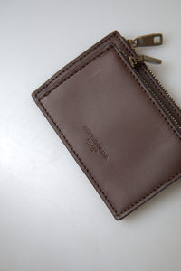 Thumbnail for Dolce & Gabbana Elegant Brown Leather Coin Purse Wallet