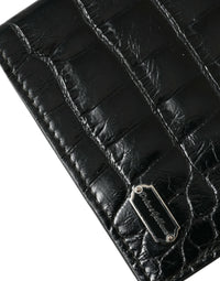 Thumbnail for Dolce & Gabbana Black Exotic Skin Leather Long Bifold Passport Holder