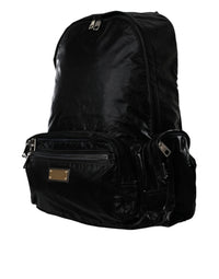 Thumbnail for Dolce & Gabbana Black Patent Leather Logo Plaque Backpack Bag