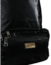 Thumbnail for Dolce & Gabbana Black Patent Leather Logo Plaque Backpack Bag