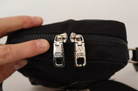 Thumbnail for Dolce & Gabbana Black Nylon Leather DG Logo Patch Messenger Cross Body Bag