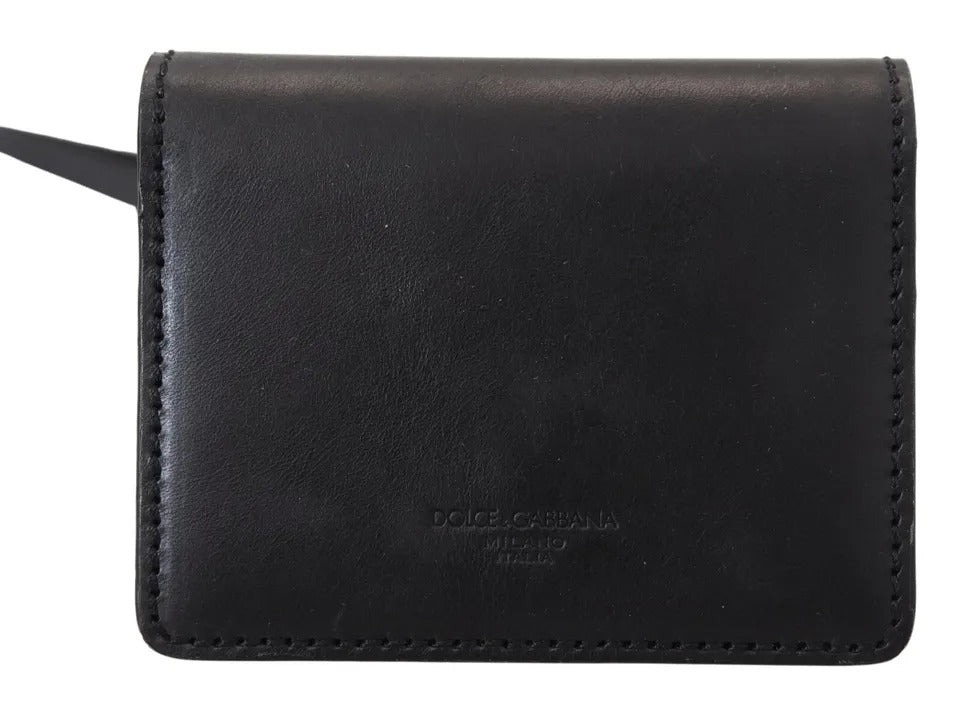 Luxour, Dolce & Gabbana Black Leather Bifold Shoulder Sling Women Wallet, 