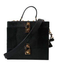 Thumbnail for Luxour, Dolce & Gabbana Black Lizard Embossed Calfskin Leather Double Box Bag, 