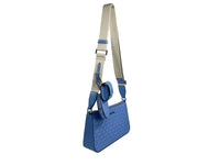 Thumbnail for Michael Kors Jet Set Signature PVC Crossbody Tech Attachment Bag Purse Blue