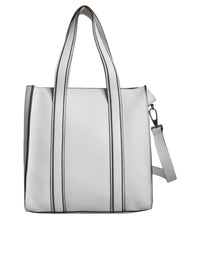 Thumbnail for Luxour, Brunello Cucinelli White Leather Logo Shoulder Strap Shopping Tote Bag, 