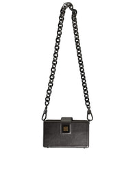 Thumbnail for Dolce & Gabbana Metallic Gray DG BOX Leather Shoulder Chain Strap Bag