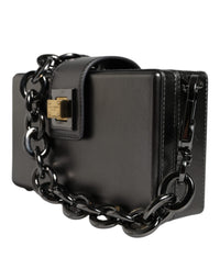 Thumbnail for Dolce & Gabbana Metallic Gray DG BOX Leather Shoulder Chain Strap Bag