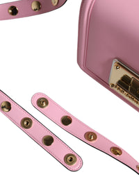 Thumbnail for Dolce & Gabbana Baby Pink LOLA Leather Studded Crossbody Strap Bag