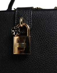 Thumbnail for Dolce & Gabbana Black Calfskin Leather Welcome Handbag Bag