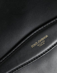 Thumbnail for Dolce & Gabbana Black Calfskin Leather Mediterranean Pouch Bag