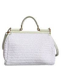 Thumbnail for Dolce & Gabbana White Rafia Leather SICILY Crossbody Bag