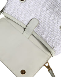 Thumbnail for Dolce & Gabbana White Rafia Leather SICILY Crossbody Bag