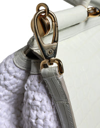 Thumbnail for Dolce & Gabbana White Rafia Leather SICILY Crossbody Bag