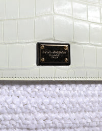 Thumbnail for Dolce & Gabbana White Rafia Leather SICILY Crossbody Bag