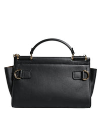 Thumbnail for Dolce & Gabbana Black Leather SICILY Top Handle Crossbody Bag