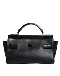 Thumbnail for Dolce & Gabbana Black Leather SICILY Top Handle Crossbody Bag