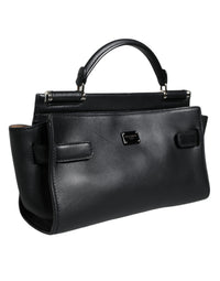 Thumbnail for Dolce & Gabbana Black Leather SICILY Top Handle Crossbody Bag