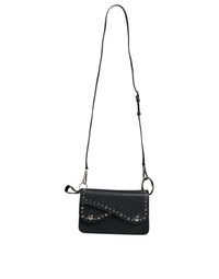 Thumbnail for Dolce & Gabbana Black Small Leather Studded Shoulder Crossbody Bag