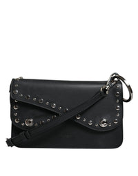 Thumbnail for Dolce & Gabbana Black Small Leather Studded Shoulder Crossbody Bag