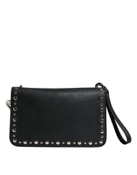 Thumbnail for Dolce & Gabbana Black Small Leather Studded Shoulder Crossbody Bag