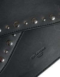 Thumbnail for Dolce & Gabbana Black Small Leather Studded Shoulder Crossbody Bag