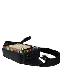 Thumbnail for Dolce & Gabbana Black Leather LED Logo Belt Waist Fanny Pack Bag