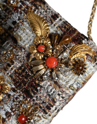 Thumbnail for Dolce & Gabbana Multicolor Tweed Floral Clutch Crossbody Bag