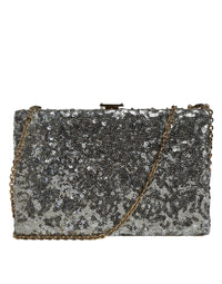 Thumbnail for Dolce & Gabbana Silver Sequined Clutch Evening Crossbody Bag