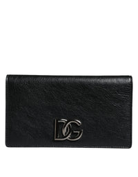 Thumbnail for Dolce & Gabbana Black Leather DG Logo Bifold Card Slot Crossbody Bag