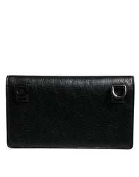 Thumbnail for Dolce & Gabbana Black Leather DG Logo Bifold Card Slot Crossbody Bag