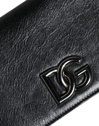 Thumbnail for Dolce & Gabbana Black Leather DG Logo Bifold Card Slot Crossbody Bag