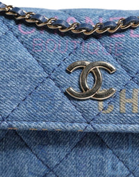 Thumbnail for Chanel Denim Mood Flap Micro Logo Printed Fringed Shoulder Bag