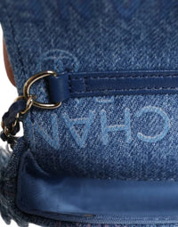 Thumbnail for Chanel Denim Mood Flap Micro Logo Printed Fringed Shoulder Bag