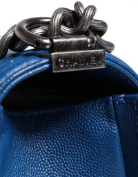 Thumbnail for Chanel Blue Lambskin Double Chain Leather Medium Shoulder Bag