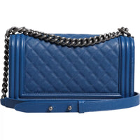 Thumbnail for Chanel Blue Lambskin Double Chain Leather Medium Shoulder Bag