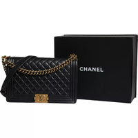 Thumbnail for Chanel Black Large Lambskin Double Chain Gold Leather Shoulder Bag