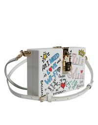 Thumbnail for Dolce & Gabbana White Graffiti Print Clutch Crossbody Bag