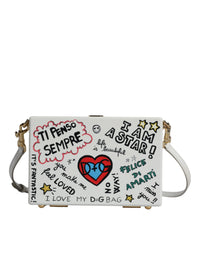 Thumbnail for Dolce & Gabbana White Graffiti Print Clutch Crossbody Bag