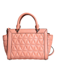 Thumbnail for Michael Kors Peach Quilted Leather Logo Crossbody VIVIANNE Messenger Bag