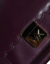 Thumbnail for Michael Kors Purple Leather Logo Plaque Crossbody MINDY Satchel Bag