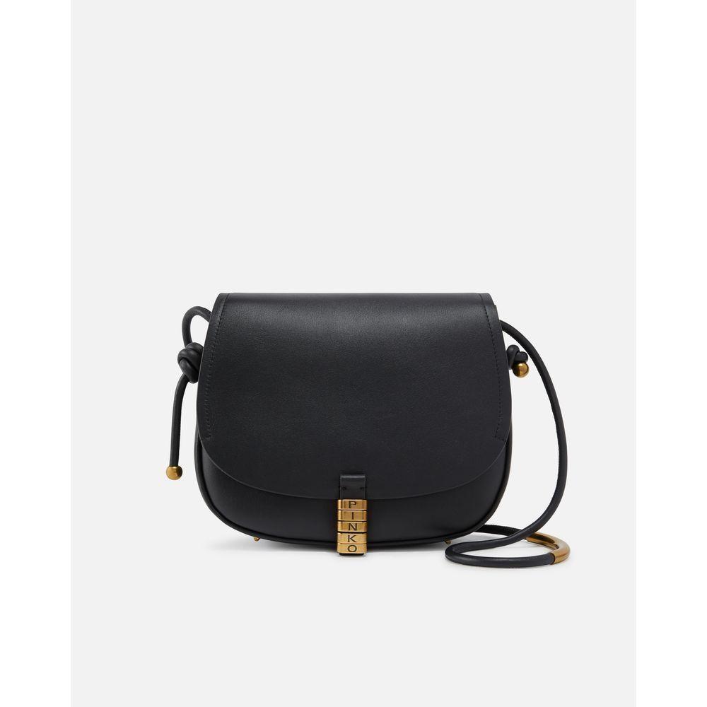 Luxour, PINKO Black Leather Women Crossbody Bag, 