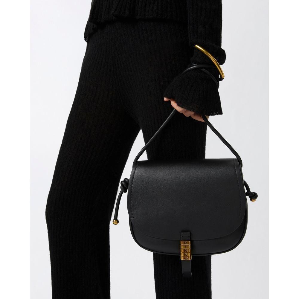 Luxour, PINKO Black Leather Women Crossbody Bag, 