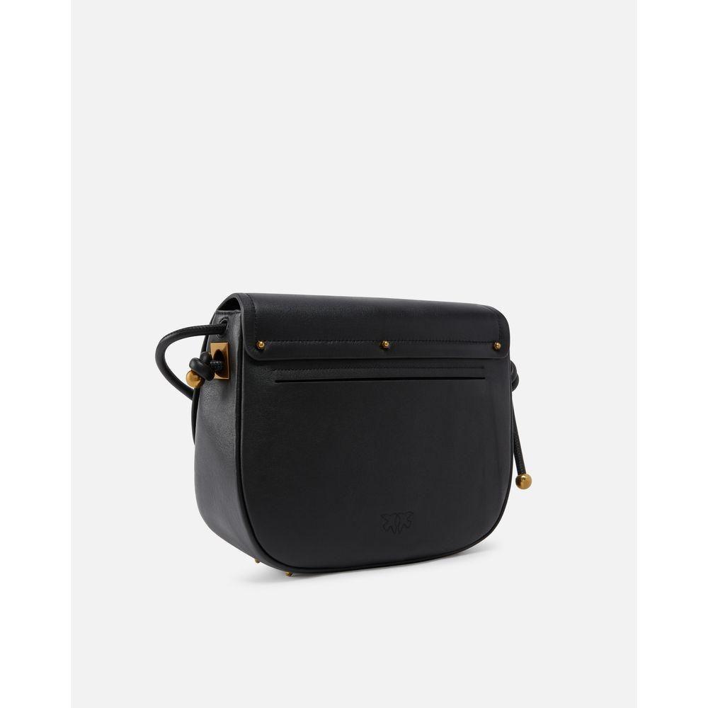 Luxour, PINKO Black Leather Women Crossbody Bag, 